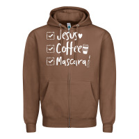 Chestnut Checklist Jesus Coffee Mascara Zipper Hoodie - trangStudio