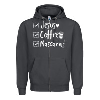 Smoke Checklist Jesus Coffee Mascara Zipper Hoodie - trangStudio