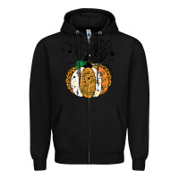 Black halloween pumpkin music symbols music teacher halloween t shirt copy Zipper Hoodie - trangStudio