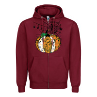 Burgundy halloween pumpkin music symbols music teacher halloween t shirt copy Zipper Hoodie - trangStudio