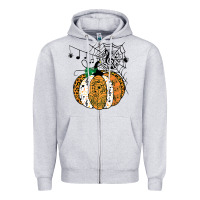 Heather Grey halloween pumpkin music symbols music teacher halloween t shirt copy Zipper Hoodie - trangStudio