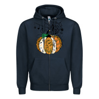 Navy halloween pumpkin music symbols music teacher halloween t shirt copy Zipper Hoodie - trangStudio