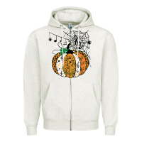 Oatmeal Heather halloween pumpkin music symbols music teacher halloween t shirt copy Zipper Hoodie - trangStudio