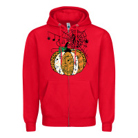 Red halloween pumpkin music symbols music teacher halloween t shirt copy Zipper Hoodie - trangStudio