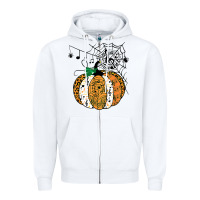 White halloween pumpkin music symbols music teacher halloween t shirt copy Zipper Hoodie - trangStudio