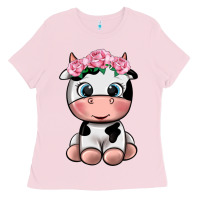 Bubblegum Pink cute cow Ladies Tee - texasbilliewilder