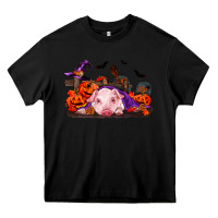 Black Halloween Baby Pig Heavy Core Tee - RanaPortraitStore
