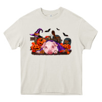 Cream Halloween Baby Pig Heavy Core Tee - RanaPortraitStore