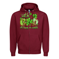 Burgundy with god all things are possible Zipper Hoodie - Artiststas