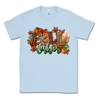 Dusty Blue Fall vibes pumpkins Classic Tee - NancyCooperArtShop