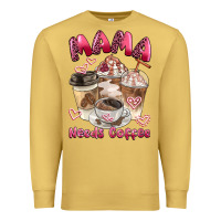 Antique Gold mama needs coffee Premium Sweatshirt - BarkalooDesign