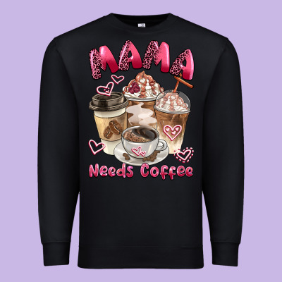 Mama Needs Coffee Premium Sweatshirt Designed By Barkaloodesign