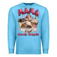 Ocean Blue mama needs coffee Premium Sweatshirt - BarkalooDesign