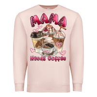 Pale Pink mama needs coffee Premium Sweatshirt - BarkalooDesign