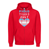 Red proud trans ally transgender Zipper Hoodie - trangStudio