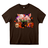 Chocolate Brown halloween pigs Heavy Core Tee - RanaPortraitStore