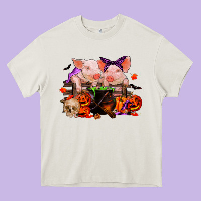 Halloween Pigs Heavy Core Tee Designed By Ranaportraitstore