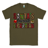 Army Green santa's favorite librarian Classic Tee - Jasminsmagicworld