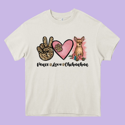 Peace Love Chihuahua Heavy Core Tee Designed By Jahusdesignshop