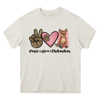 Cream peace love chihuahua Heavy Core Tee - JahusDesignShop