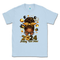 Dusty Blue 2024 happy new year  afro messy bun Classic Tee - texasbilliewilder