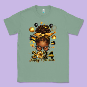2024 Happy New Year  Afro Messy Bun Classic Tee Designed By Texasbilliewilder