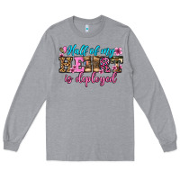 Heather Grey half of my haert is deployed olivia Long Sleeve Tee - OliviaCreatesArt