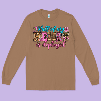 Half Of My Haert Is Deployed Olivia Long Sleeve Tee Designed By Oliviacreatesart