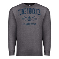 Charcoal Heather Turks And Caicos Vintage Navy Crossed Oars & Boat Anchor Premium Sweatshirt - trangStudio