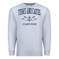 Heather Grey Turks And Caicos Vintage Navy Crossed Oars & Boat Anchor Premium Sweatshirt - trangStudio