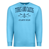 Ocean Blue Turks And Caicos Vintage Navy Crossed Oars & Boat Anchor Premium Sweatshirt - trangStudio