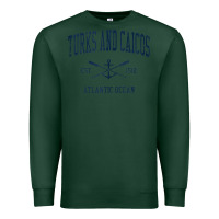 Sports Green Turks And Caicos Vintage Navy Crossed Oars & Boat Anchor Premium Sweatshirt - trangStudio