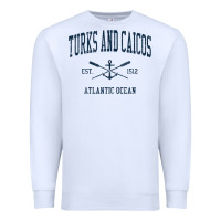 White Turks And Caicos Vintage Navy Crossed Oars & Boat Anchor Premium Sweatshirt - trangStudio