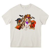 Cream Halloween beagle dog Heavy Core Tee - RanaPortraitStore
