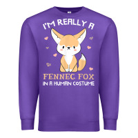 Purple i'm really a fennec fox in a human costume funny gift t shirt Premium Sweatshirt - trangStudio