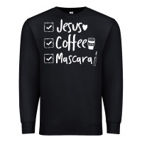 Black Checklist Jesus Coffee Mascara Premium Sweatshirt - trangStudio