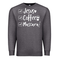 Charcoal Heather Checklist Jesus Coffee Mascara Premium Sweatshirt - trangStudio