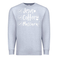 Heather Grey Checklist Jesus Coffee Mascara Premium Sweatshirt - trangStudio