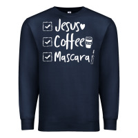 Navy Checklist Jesus Coffee Mascara Premium Sweatshirt - trangStudio