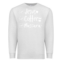 Oatmeal Heather Checklist Jesus Coffee Mascara Premium Sweatshirt - trangStudio