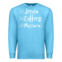 Ocean Blue Checklist Jesus Coffee Mascara Premium Sweatshirt - trangStudio