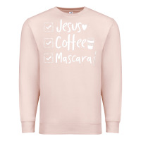 Pale Pink Checklist Jesus Coffee Mascara Premium Sweatshirt - trangStudio