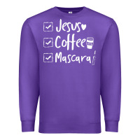 Purple Checklist Jesus Coffee Mascara Premium Sweatshirt - trangStudio