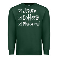 Sports Green Checklist Jesus Coffee Mascara Premium Sweatshirt - trangStudio