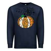 Navy halloween pumpkin music symbols music teacher halloween t shirt copy Premium Sweatshirt - trangStudio
