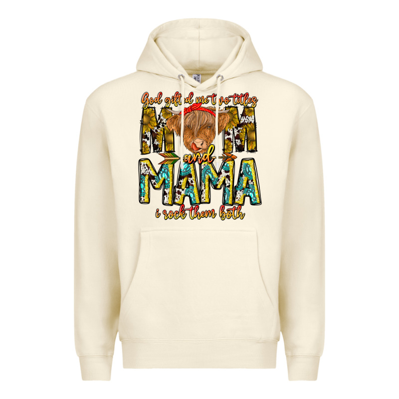 God Gifted Me Two Titles And Mama I Rock Them Both Premium Hoodie by CowhideDigitalArt | Teevron