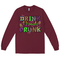 Burgundy drink drank drunk mardi gras olivia Long Sleeve Tee - OliviaCreatesArt