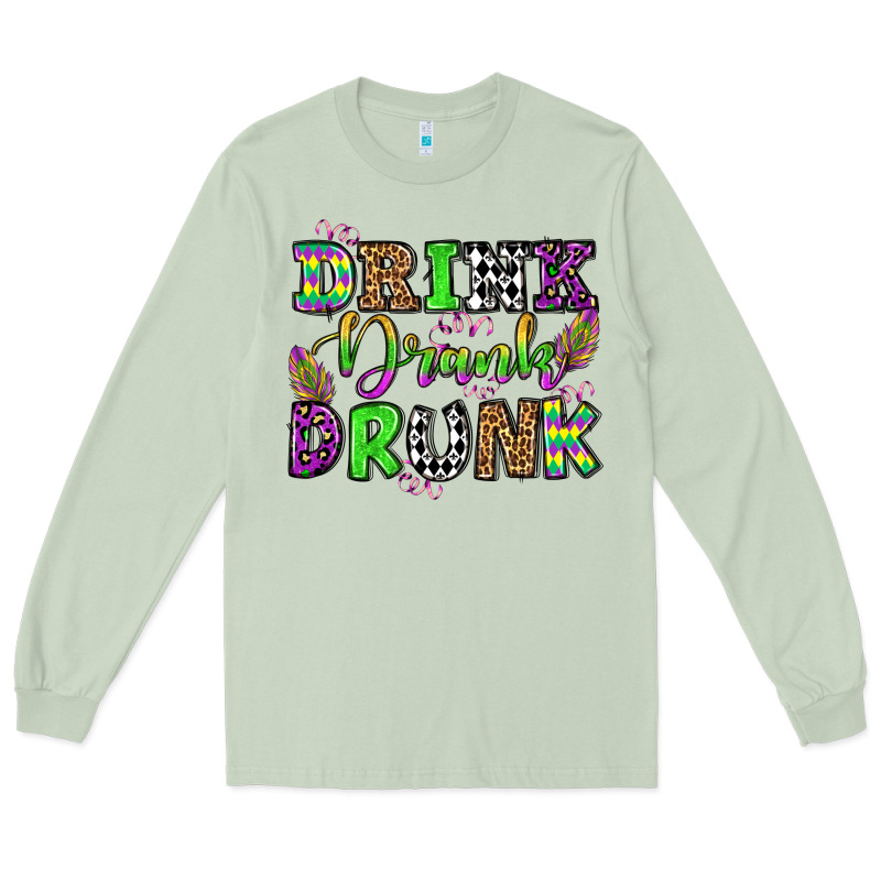 Drink Drank Drunk Mardi Gras Olivia Long Sleeve Tee by OliviaCreatesArt | Teevron