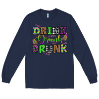 Navy drink drank drunk mardi gras olivia Long Sleeve Tee - OliviaCreatesArt