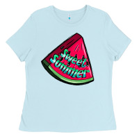 Baby Blue sweet summer watermelon Ladies Tee - NancyCooperArtShop
